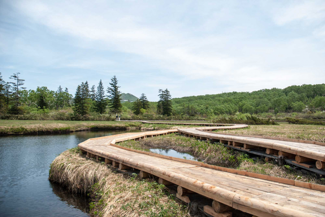 shizen numa broadwalk in spring, Niseko mountains