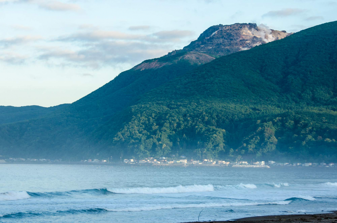 todohokke beach with Mt. Esan, Hakodate, Hokkaido