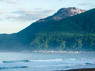 todohokke beach with Mt. Esan, Hakodate, Hokkaido