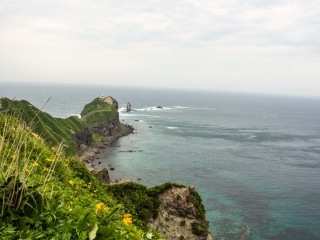 kamui misaki on a windy day in spring, hokkaido